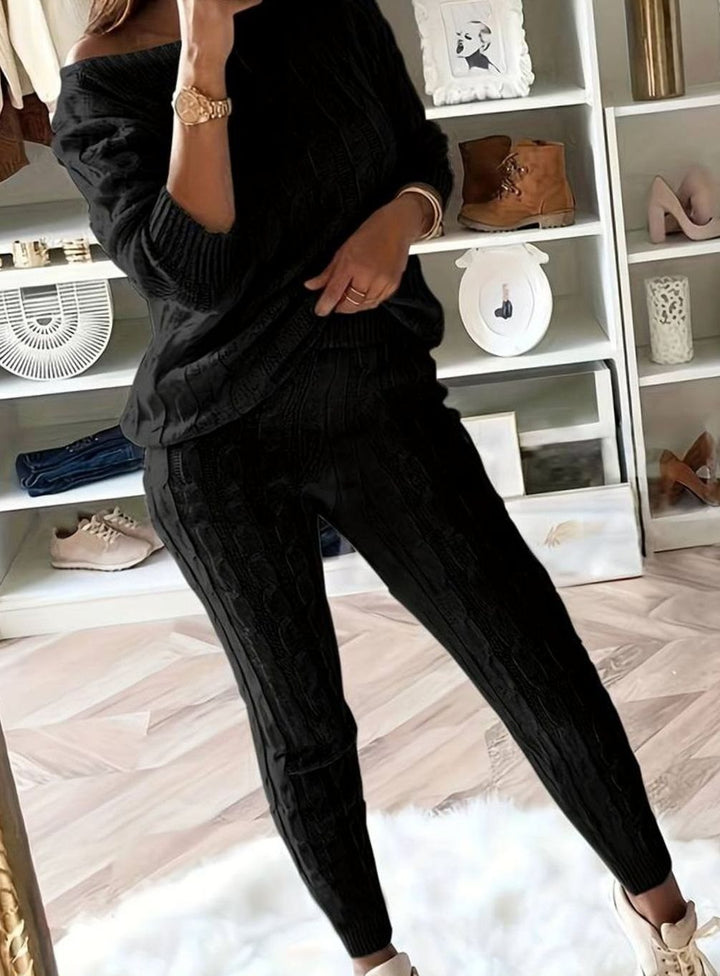 Women's Cable-Knit Loungewear Jumper Trouser Co-ord Set