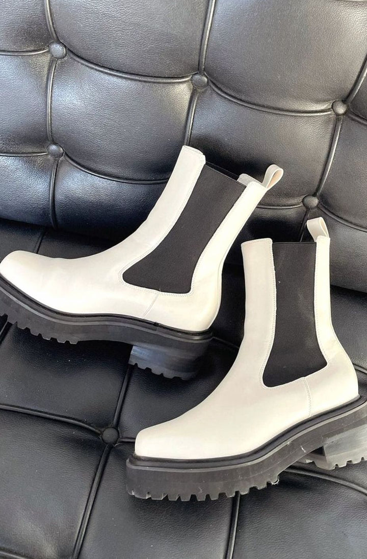 Women's Chunky Chelsea Ankle Boots Two-Tone Slip-On