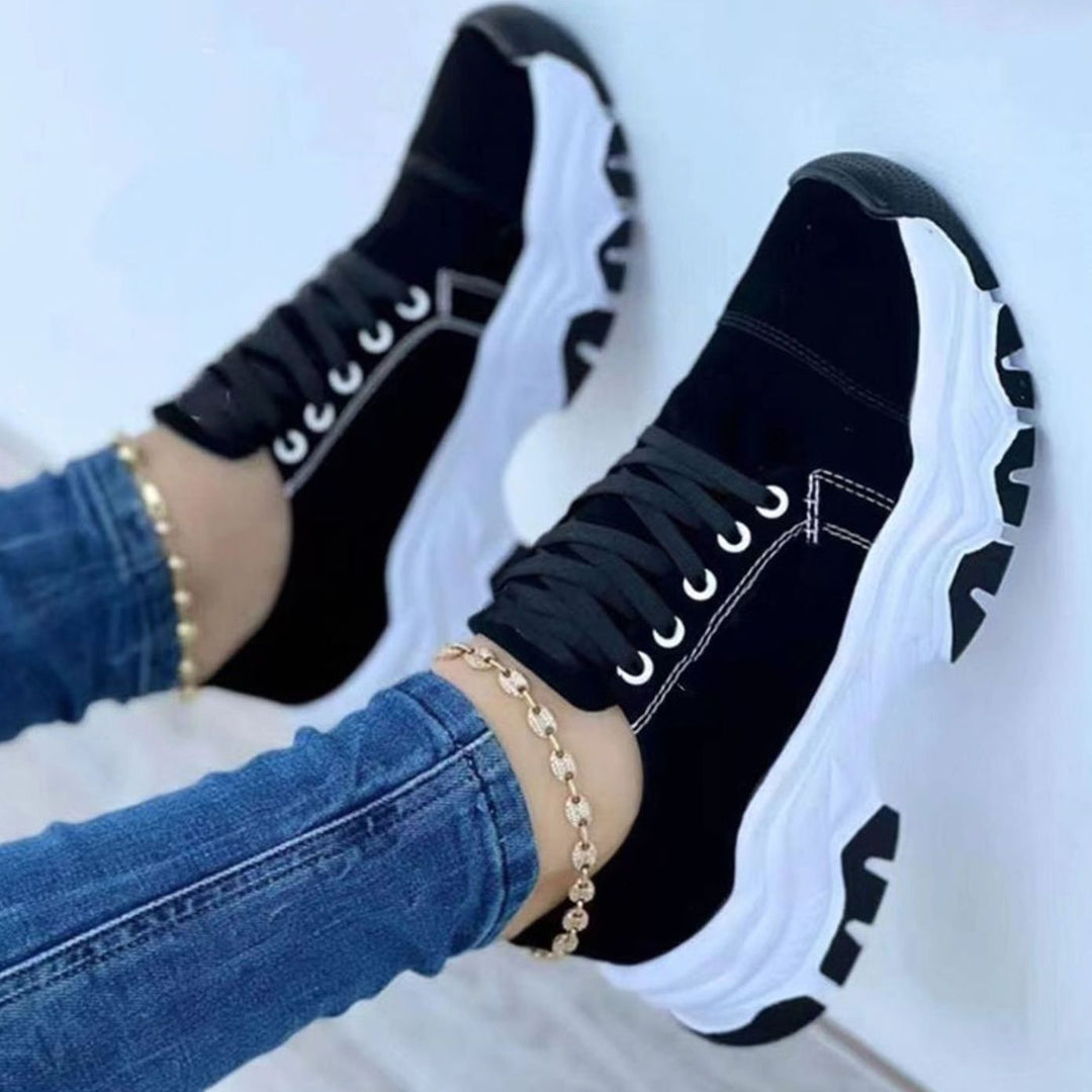 Women's Chunky Lace-Up Casual Walking Trainers