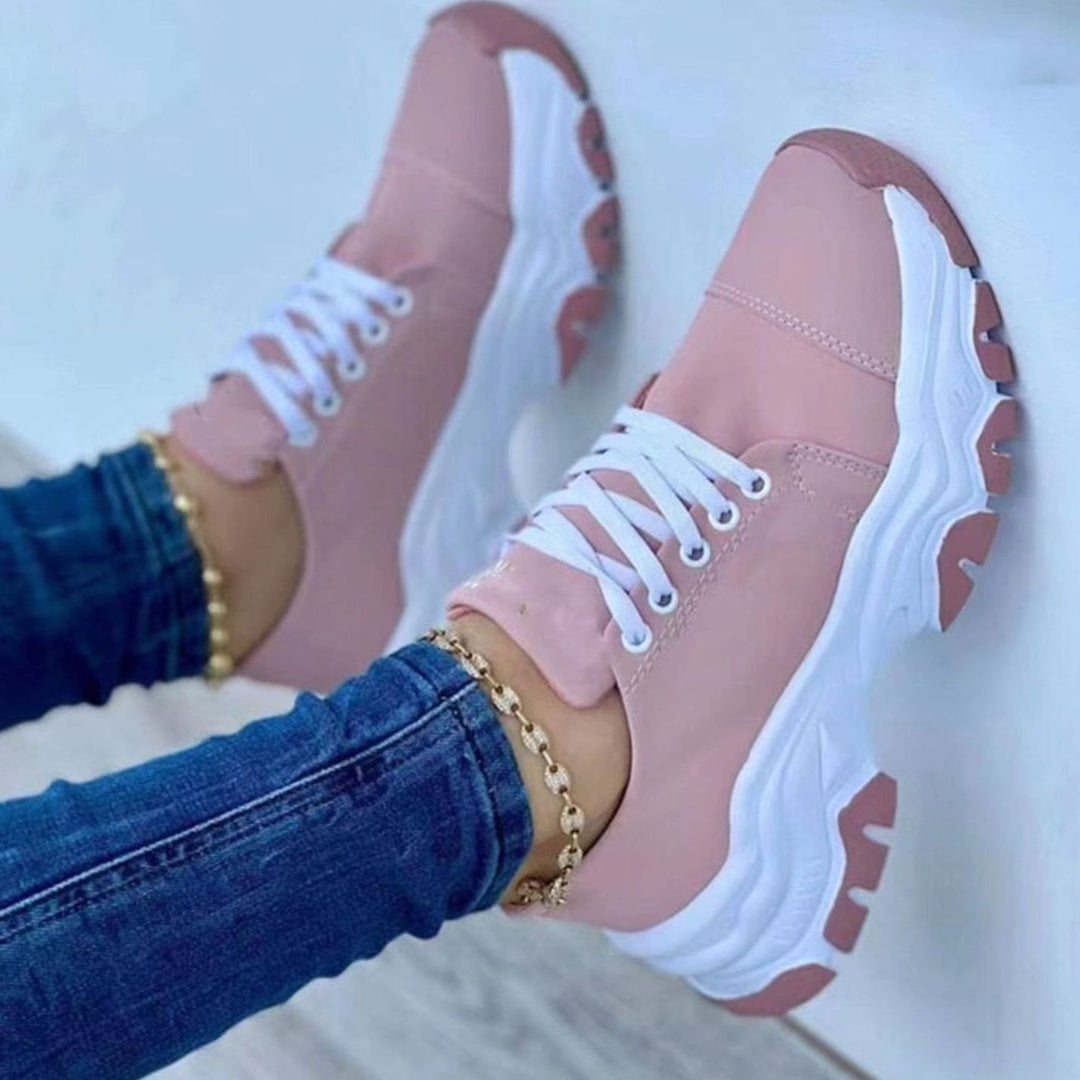 Women's Chunky Lace-Up Casual Walking Trainers
