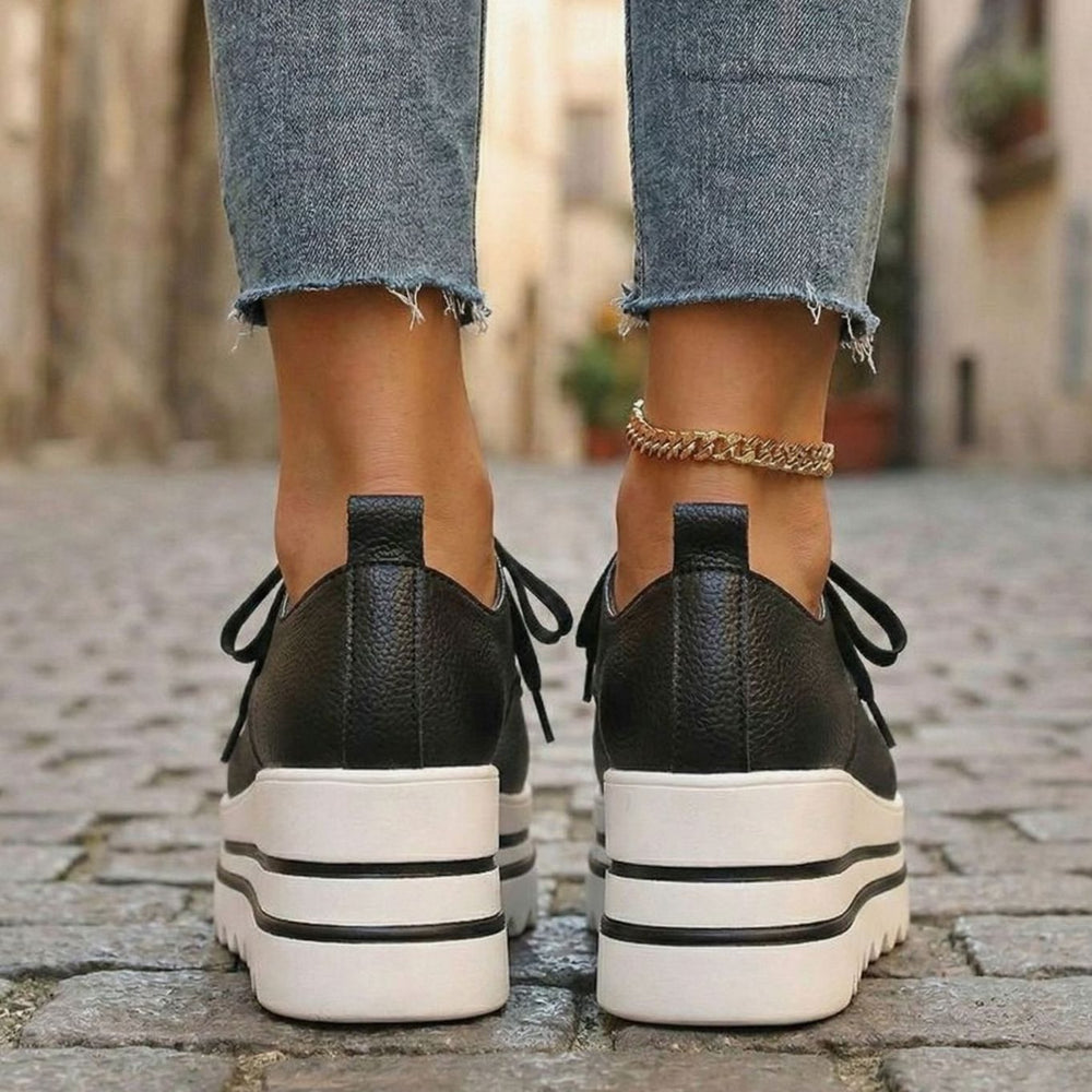 Women's Chunky Platform Lace-Up Heeled Oxford Trainers