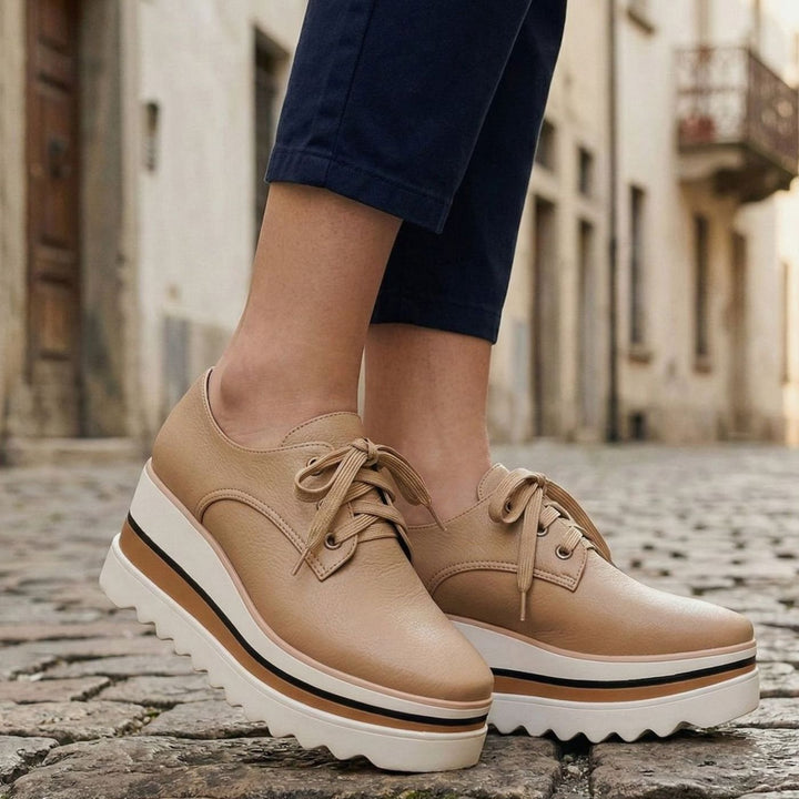 Women's Chunky Platform Lace-Up Heeled Oxford Trainers