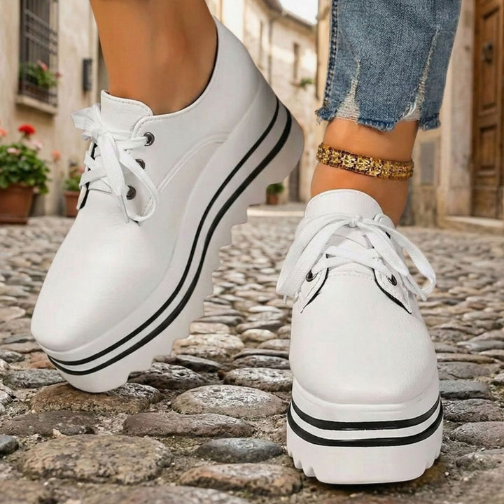 Women's Chunky Platform Lace-Up Heeled Oxford Trainers