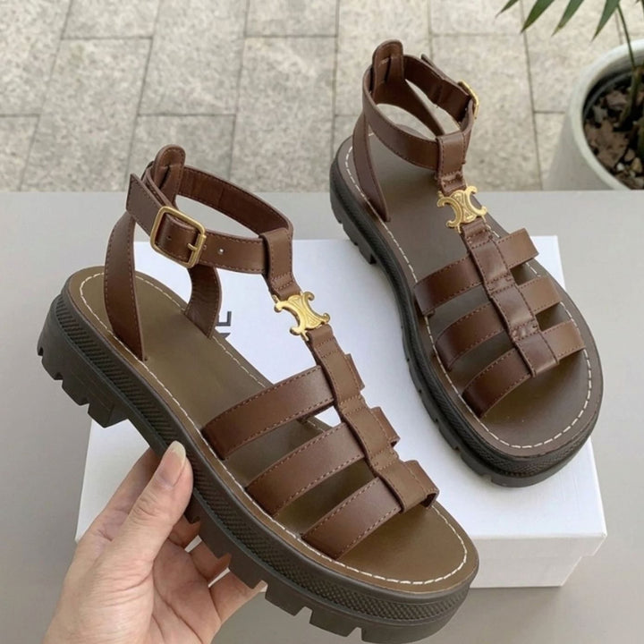 Women's Chunky-Sole Gladiator Ankle-Buckle Flat Sandals
