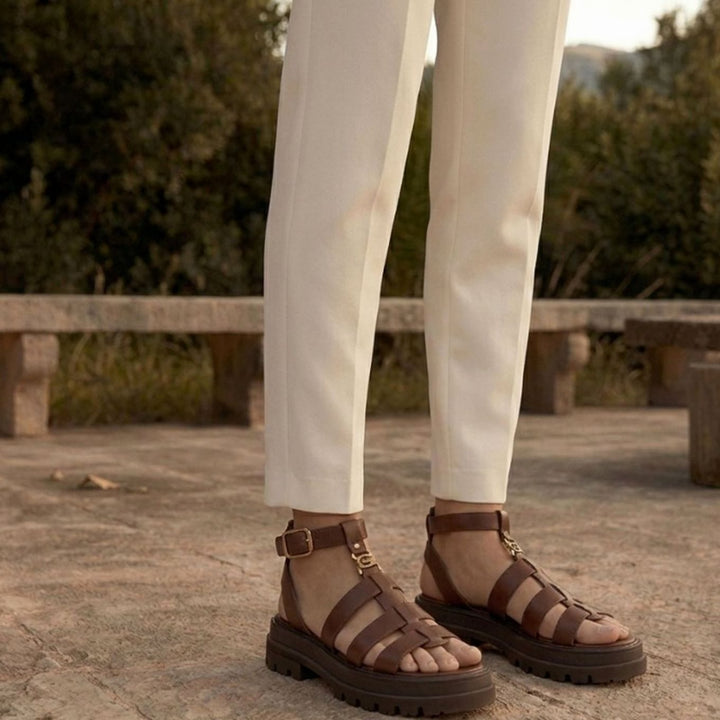 Women's Chunky-Sole Gladiator Ankle-Buckle Flat Sandals