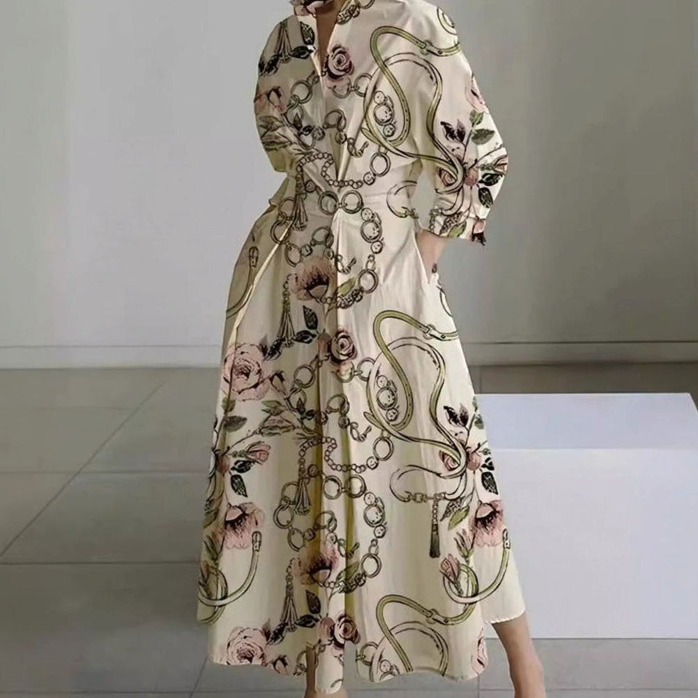 Women's Collared Maxi Shirt Dress Long Sleeve Wrap