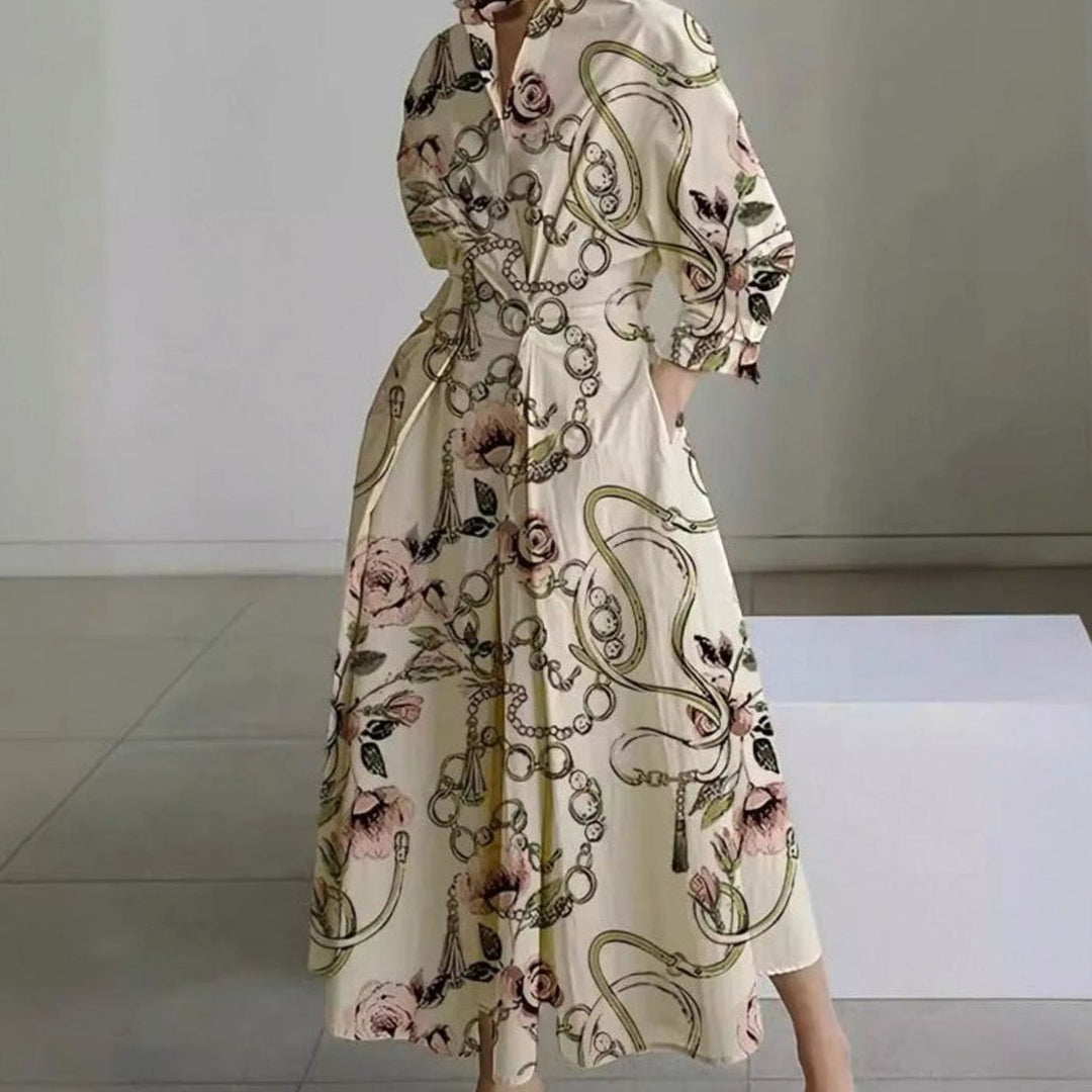 Women's Collared Maxi Shirt Dress Long Sleeve Wrap