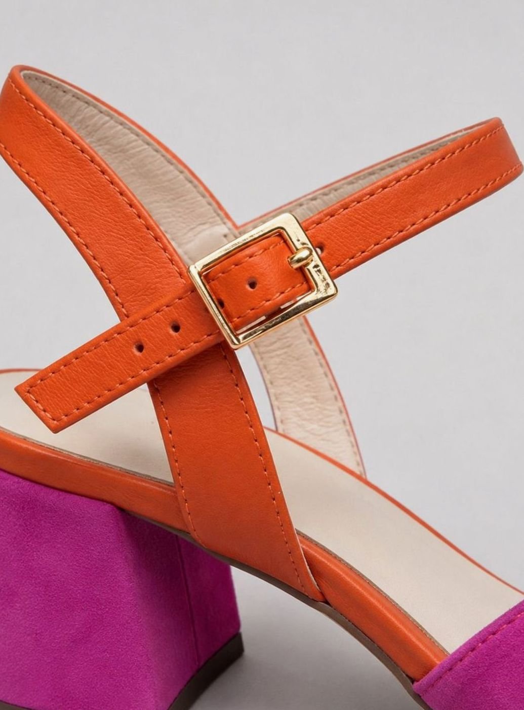 Women's Colour Block Crossover Strap Cushioned Block-Heel Sandals