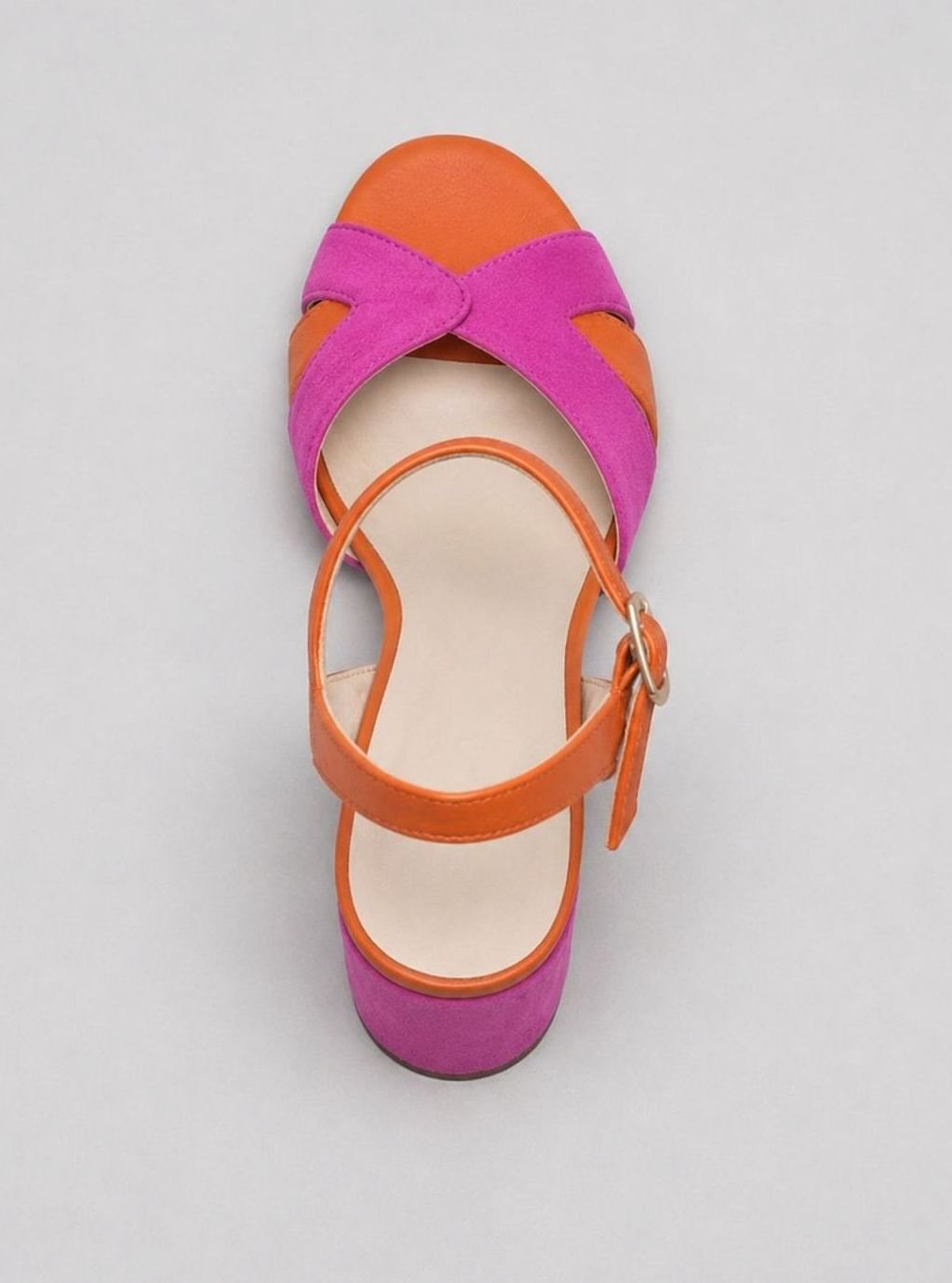 Women's Colour Block Crossover Strap Cushioned Block-Heel Sandals