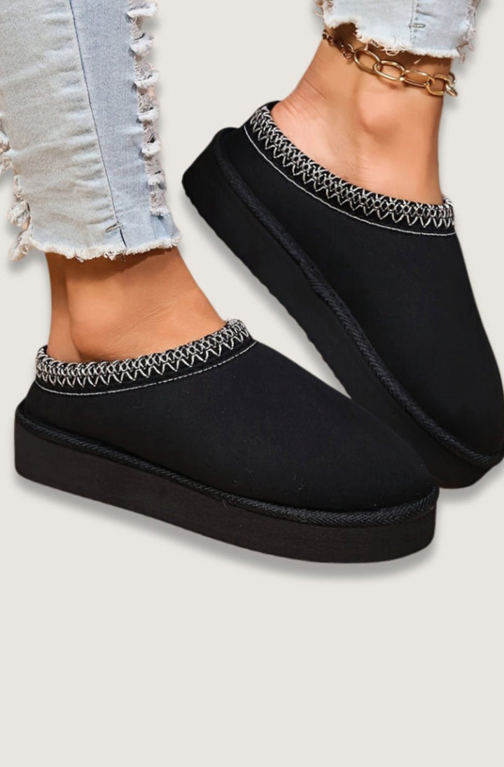 Women's Comfy Closed-Toe Plush Slip-On Slippers