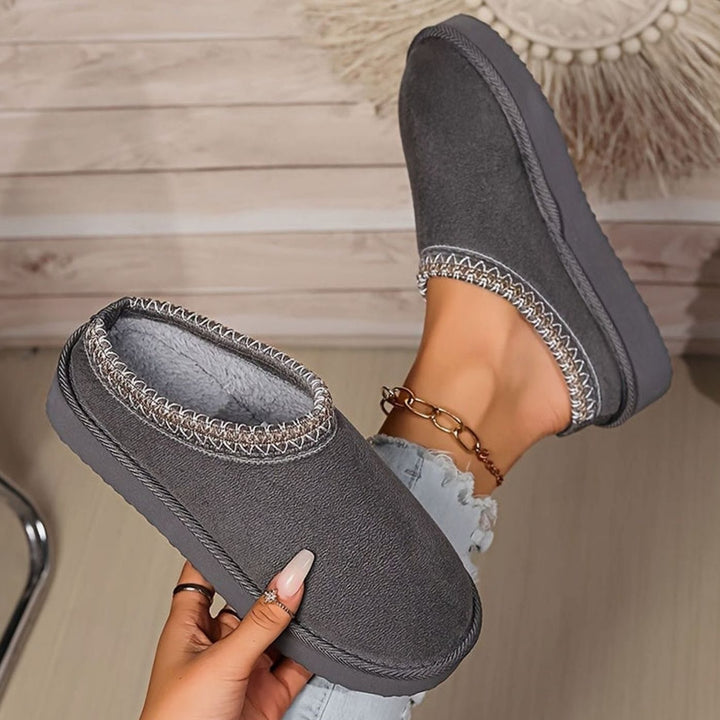 Women's Comfy Closed-Toe Plush Slip-On Slippers