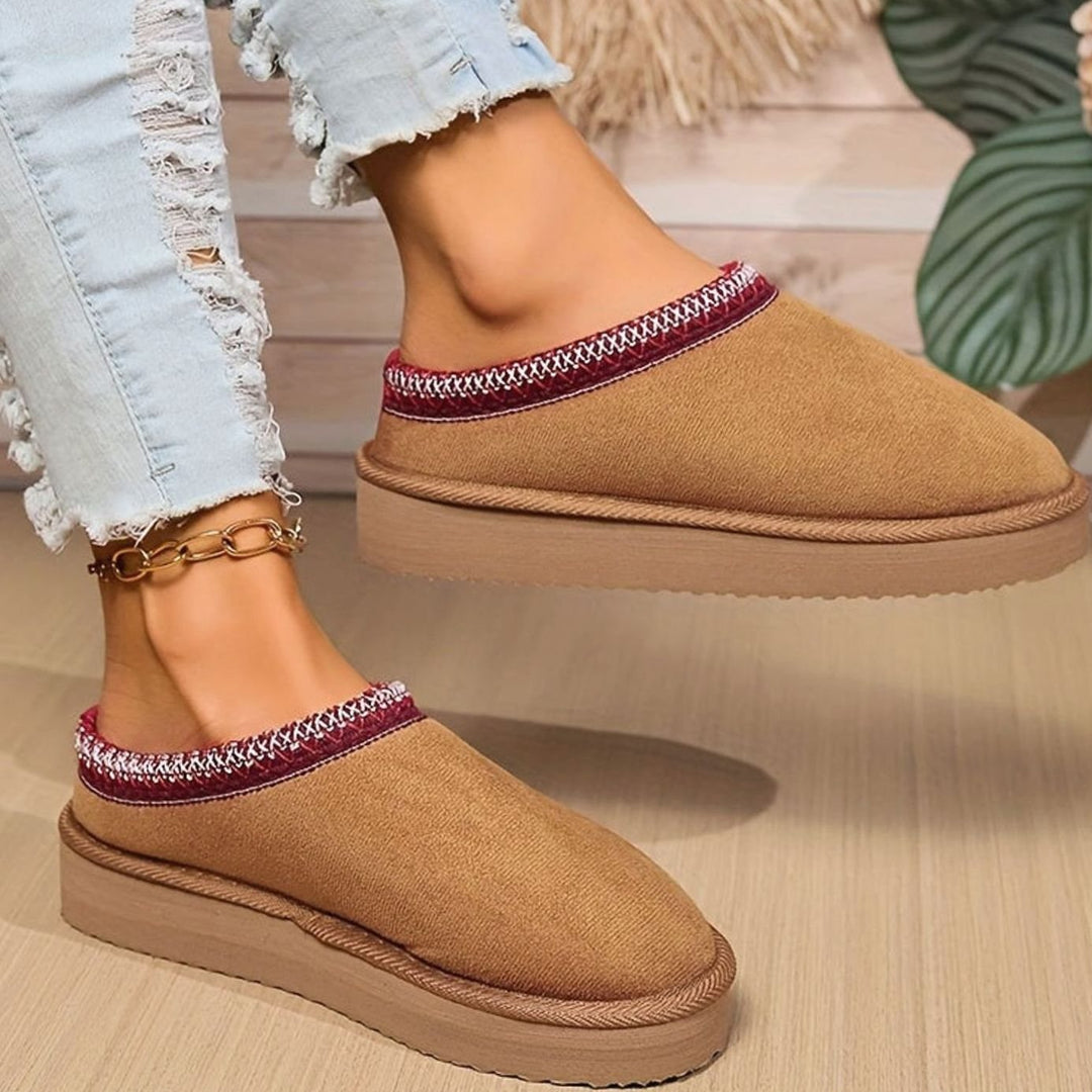 Women's Comfy Closed-Toe Plush Slip-On Slippers