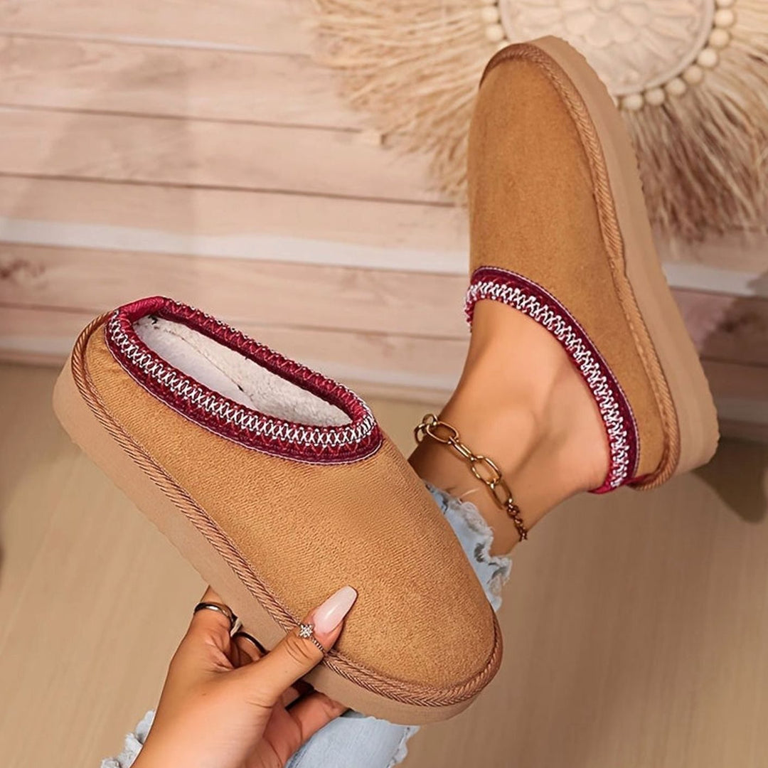 Women's Comfy Closed-Toe Plush Slip-On Slippers