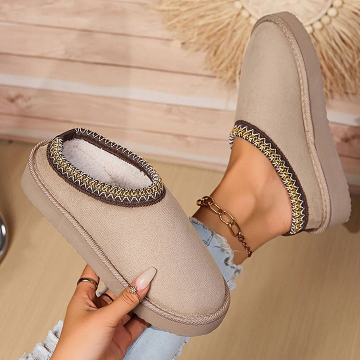 Women's Comfy Closed-Toe Plush Slip-On Slippers