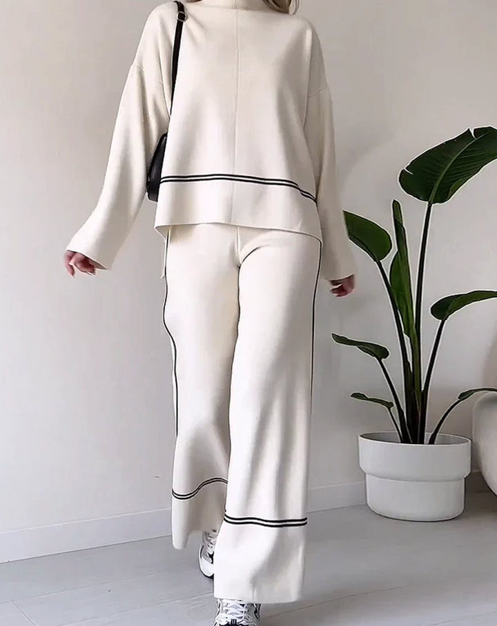 Women's Contrast-Trim Wide-Leg Blazer Trouser Co-ord Set
