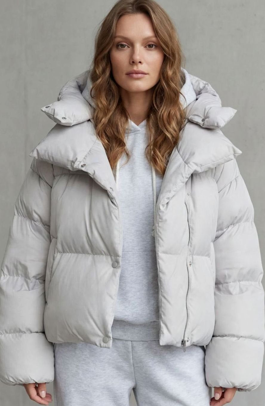 Women's Cropped Puffer Jacket Hooded Short Winter Coat