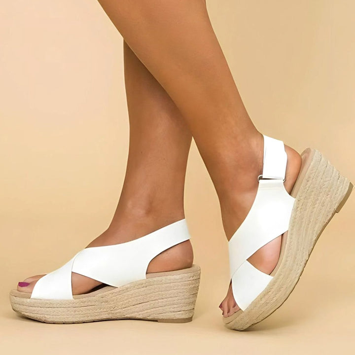 Women's Cross-Strap Espadrille Wedge Slingback Sandals