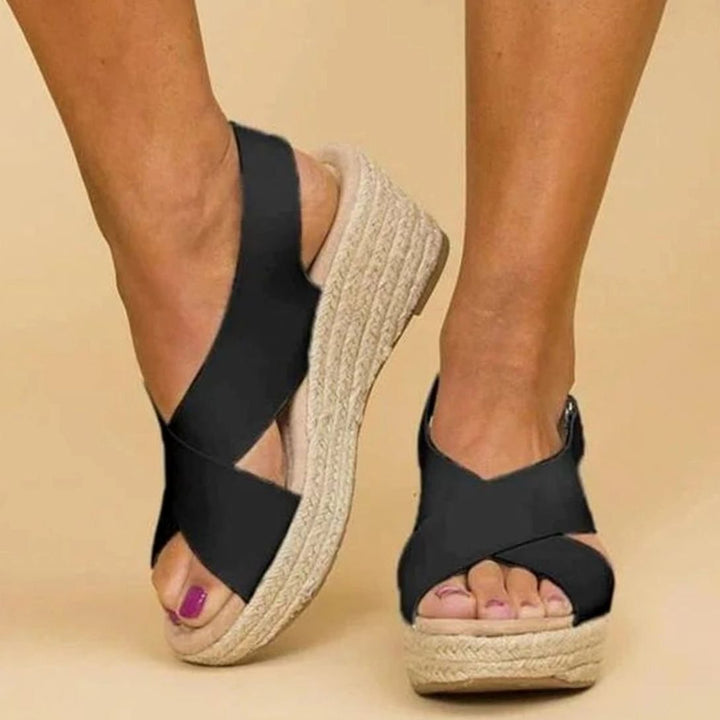 Women's Cross-Strap Espadrille Wedge Slingback Sandals