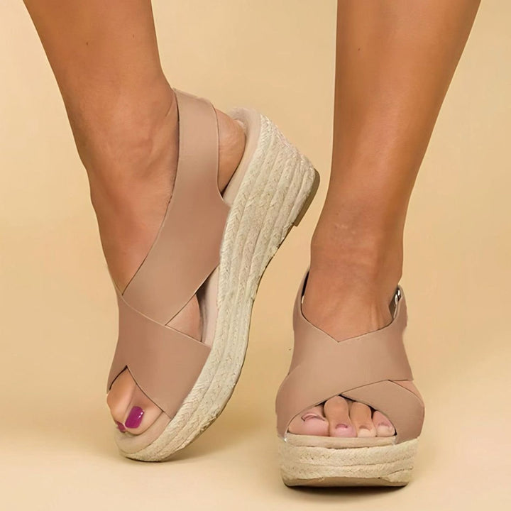 Women's Cross-Strap Espadrille Wedge Slingback Sandals - Khaki
