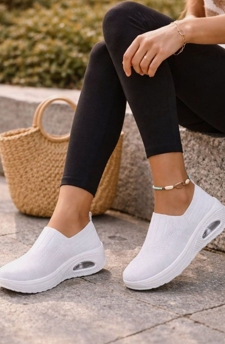 Women's Cushioned Knit Slip-On Air-Sole Walking Trainers