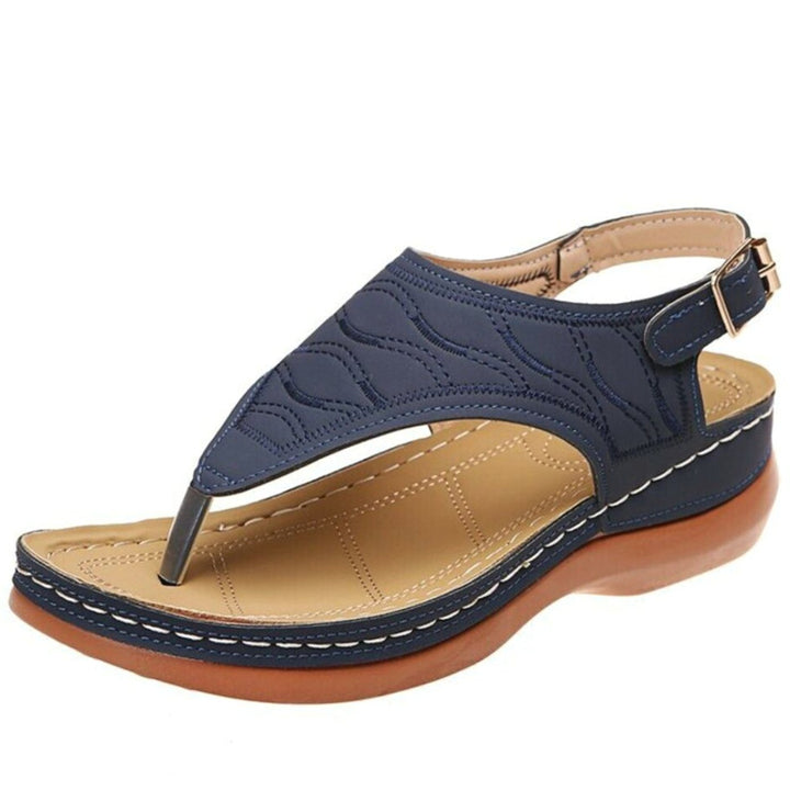 Women's Cushioned Toe-Post Platform Summer Sandals - Blue