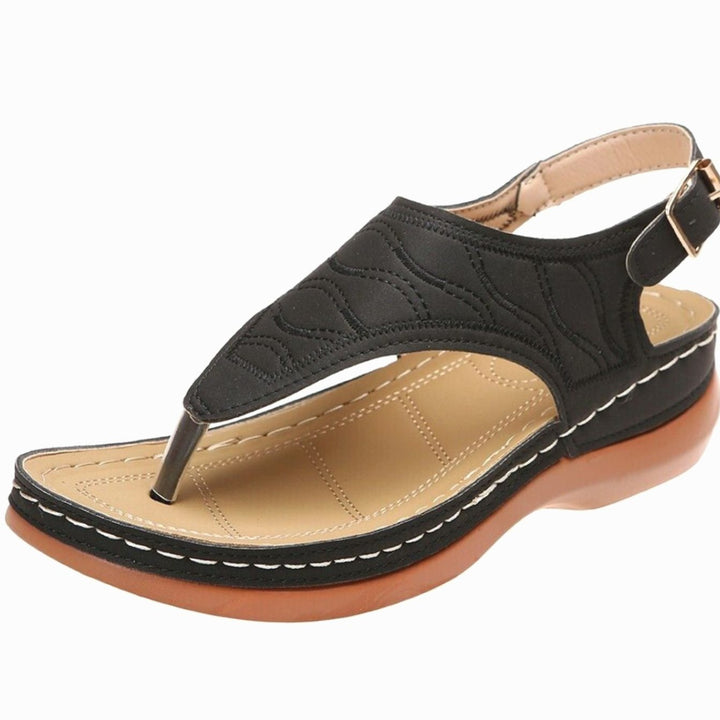 Women's Cushioned Toe-Post Platform Summer Sandals - Black