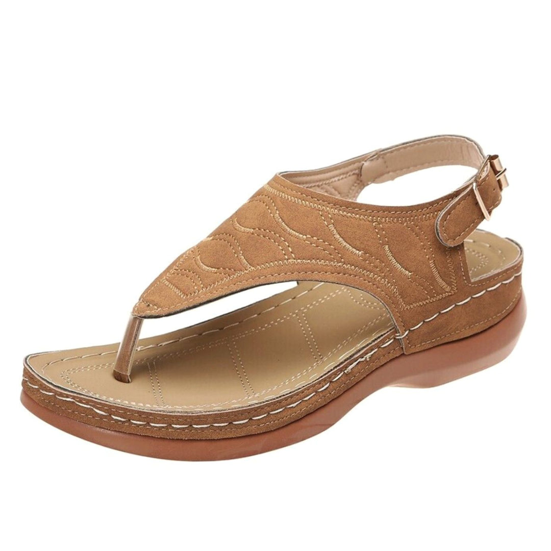 Women's Cushioned Toe-Post Platform Summer Sandals - Brown