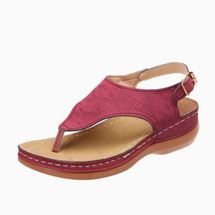 Women's Cushioned Toe-Post Platform Summer Sandals - Red