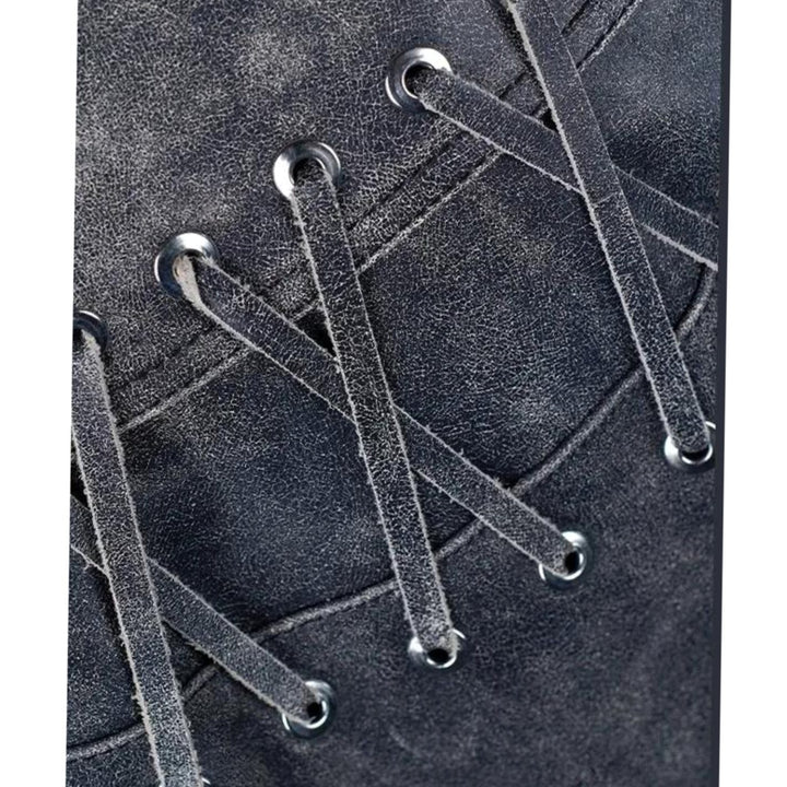 Women's Distressed PU Leather Lace-Back Biker Jacket