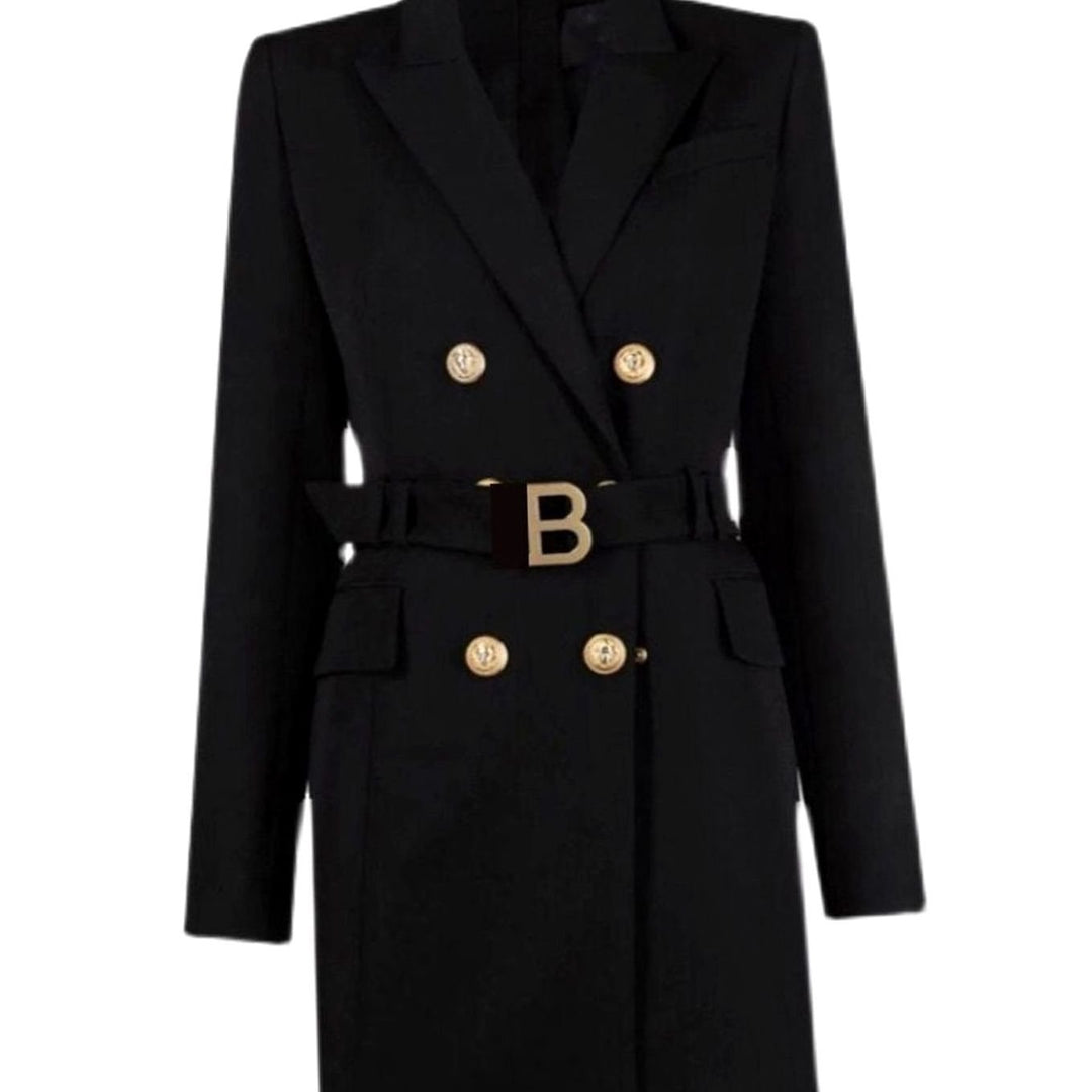 Women's Double-Breasted Belted Blazer Mini Dress - Black
