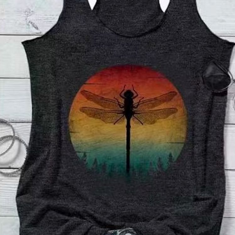 Women's Dragonfly Graphic Racerback Sleeveless Tank Top
