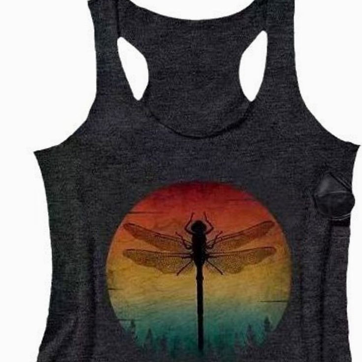 Women's Dragonfly Sunset Graphic Sleeveless Vest Top