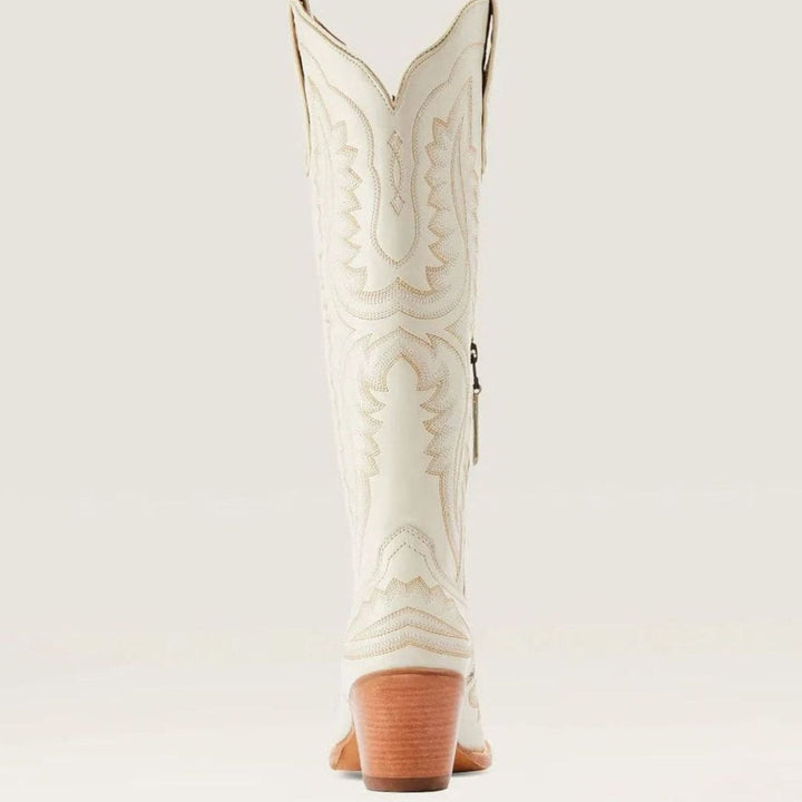 Women's Embroidered Knee-High Heeled Cowboy Boots Pointed Toe
