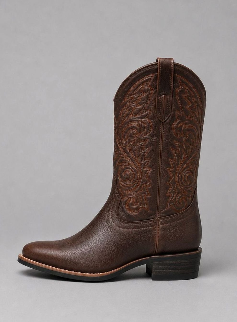 Women's Embroidered Leather Block-Heel Knee-High Cowboy Boots