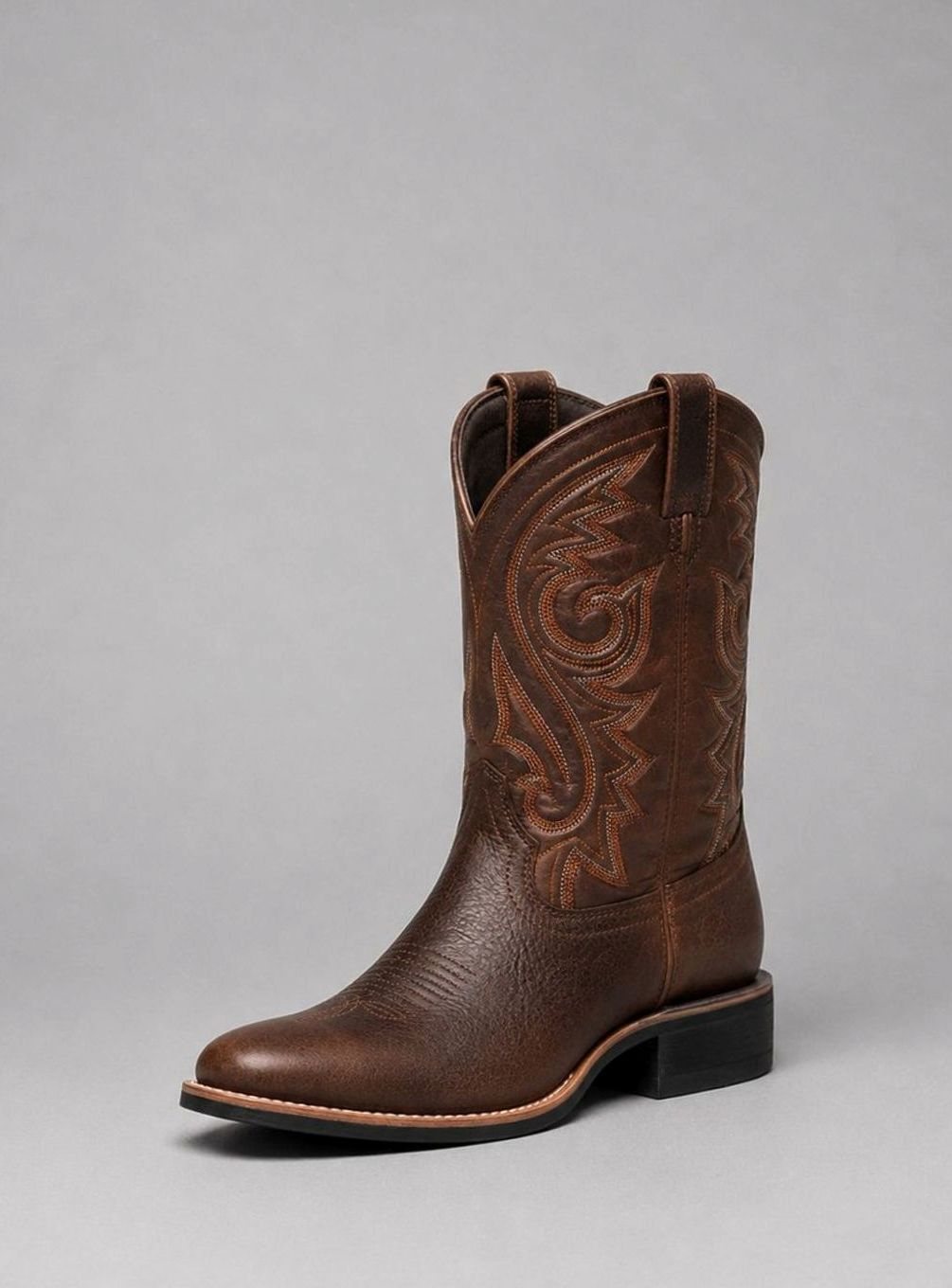 Women's Embroidered Leather Knee-High Block-Heel Cowboy Boots