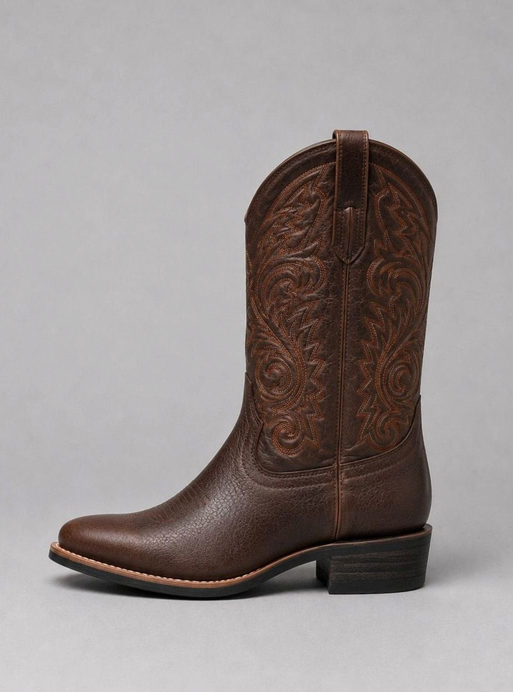 Women's Embroidered Leather Knee-High Block-Heel Cowboy Boots