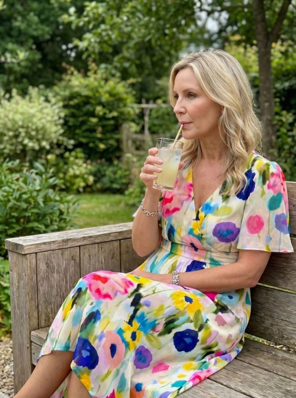 Women's Everyday Floral Flutter Sleeve V-Neck Chiffon Midi Dress