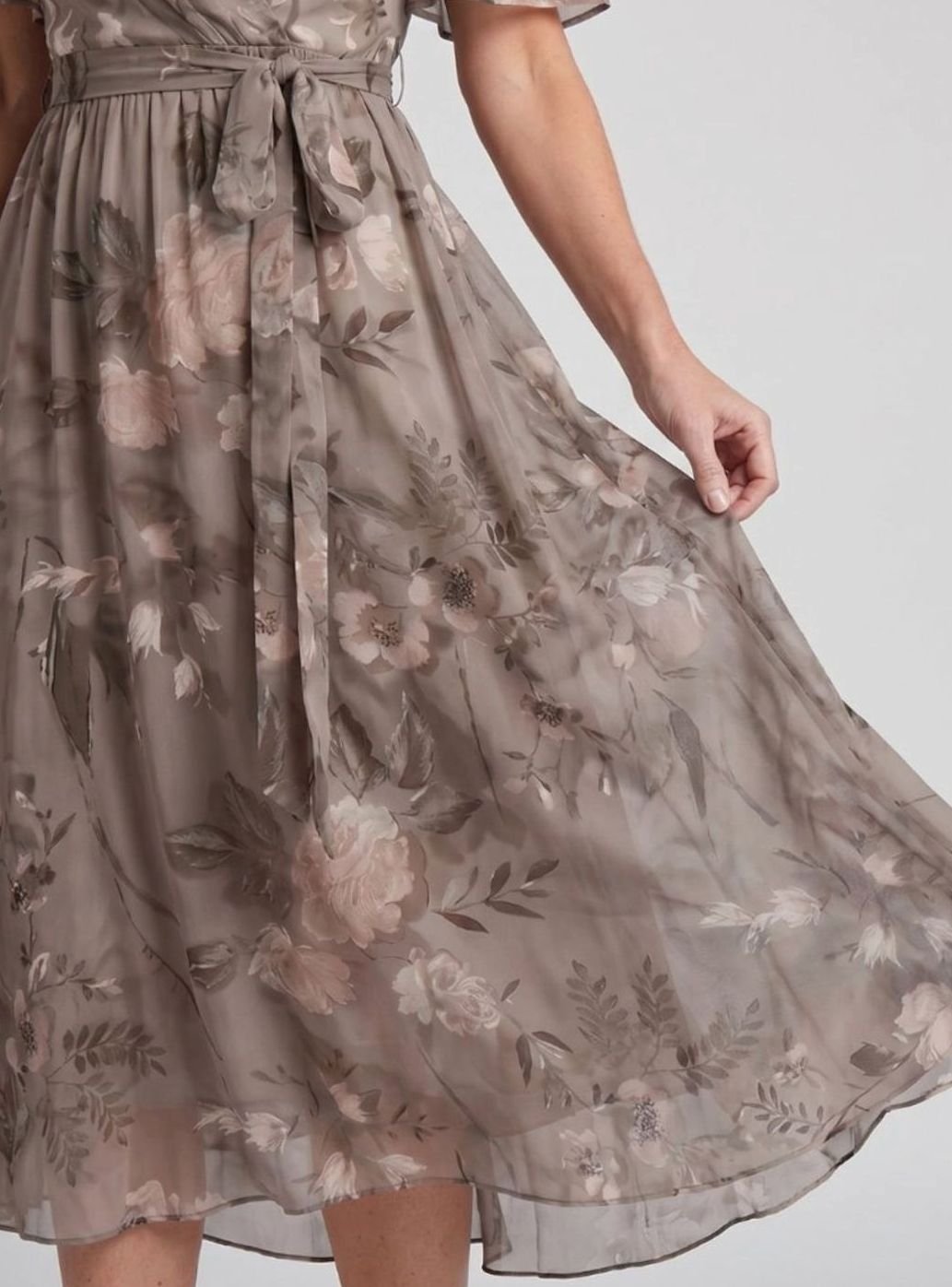 Women's Everyday Floral Flutter Sleeve V-Neck Chiffon Midi Dress