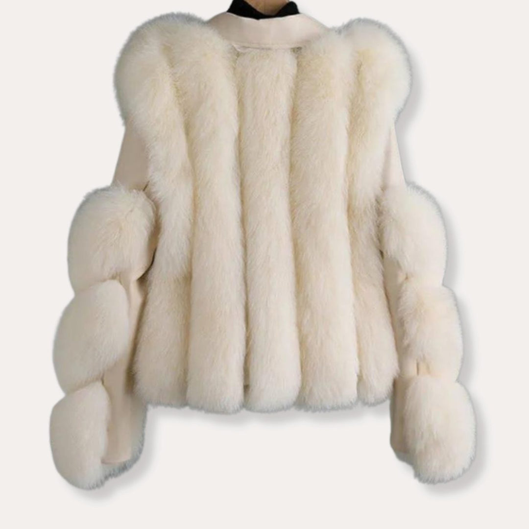 Women's Faux Leather Fur Jacket Belted Cropped Winter Coat