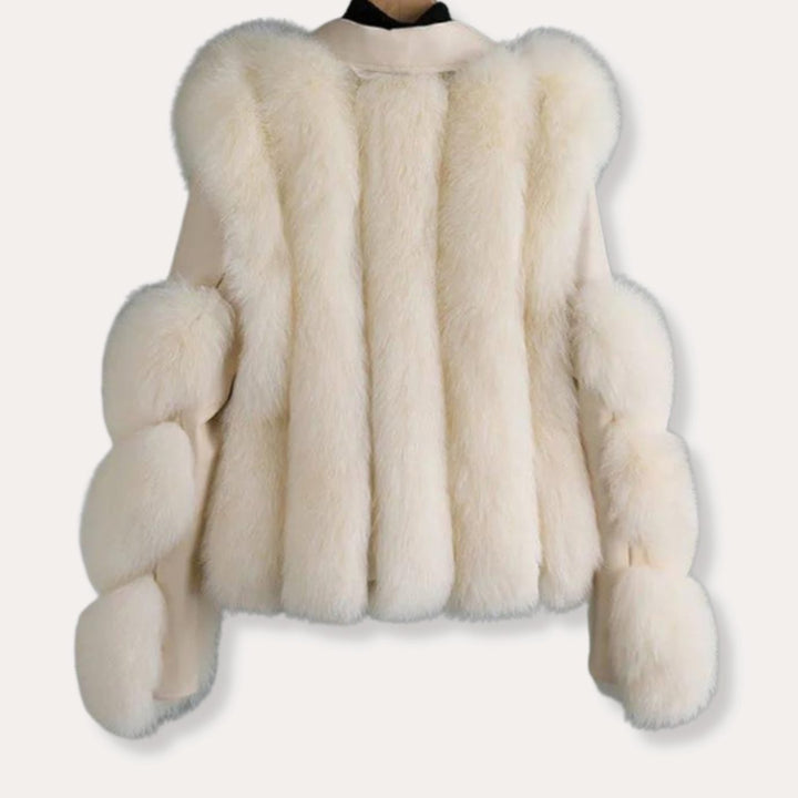 Women's Faux Leather Fur Jacket Belted Cropped Winter Coat