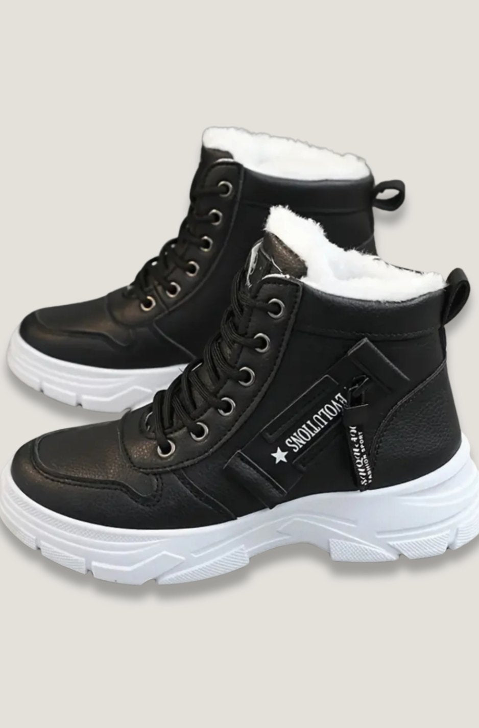 Women's Faux Leather Lace-Up Fleece-Lined Winter Snow Boots