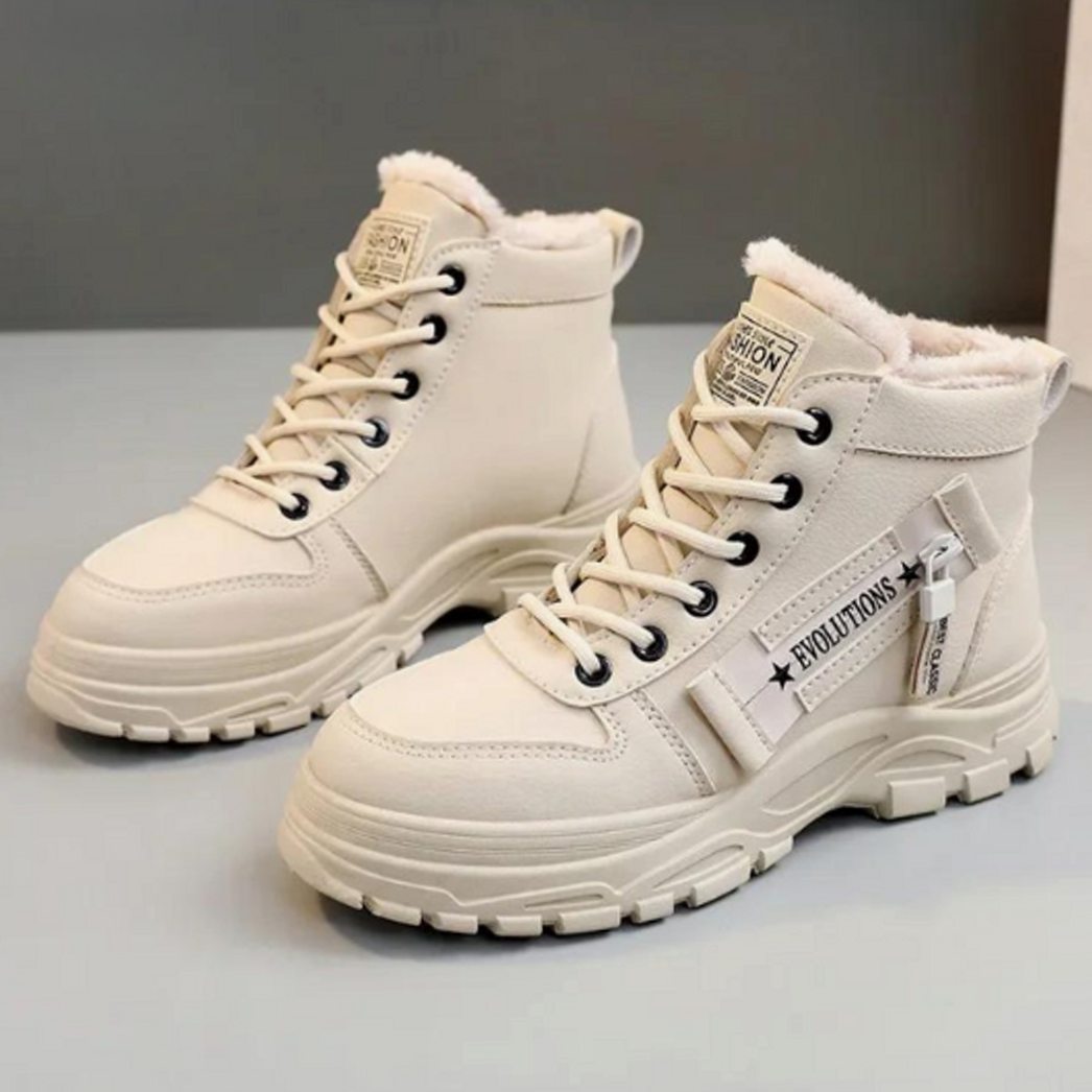 Women's Faux Leather Lace-Up Fleece-Lined Winter Snow Boots