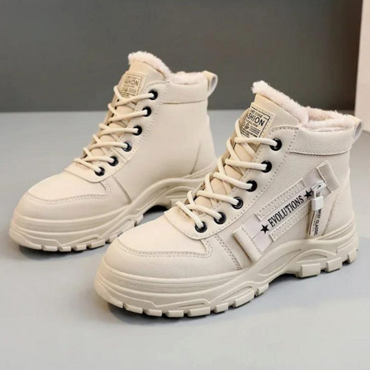 Women's Faux Leather Lace-Up Fleece-Lined Winter Snow Boots