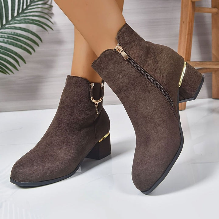 Women's Faux-Suede Block-Heel Side-Zip Ankle Boots