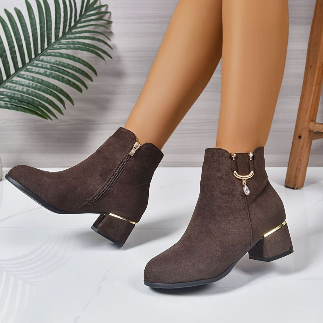 Women's Faux-Suede Block-Heel Side-Zip Ankle Boots