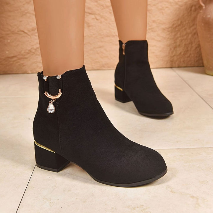 Women's Faux-Suede Block-Heel Side-Zip Ankle Boots