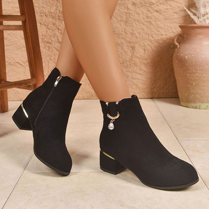 Women's Faux-Suede Block-Heel Side-Zip Ankle Boots
