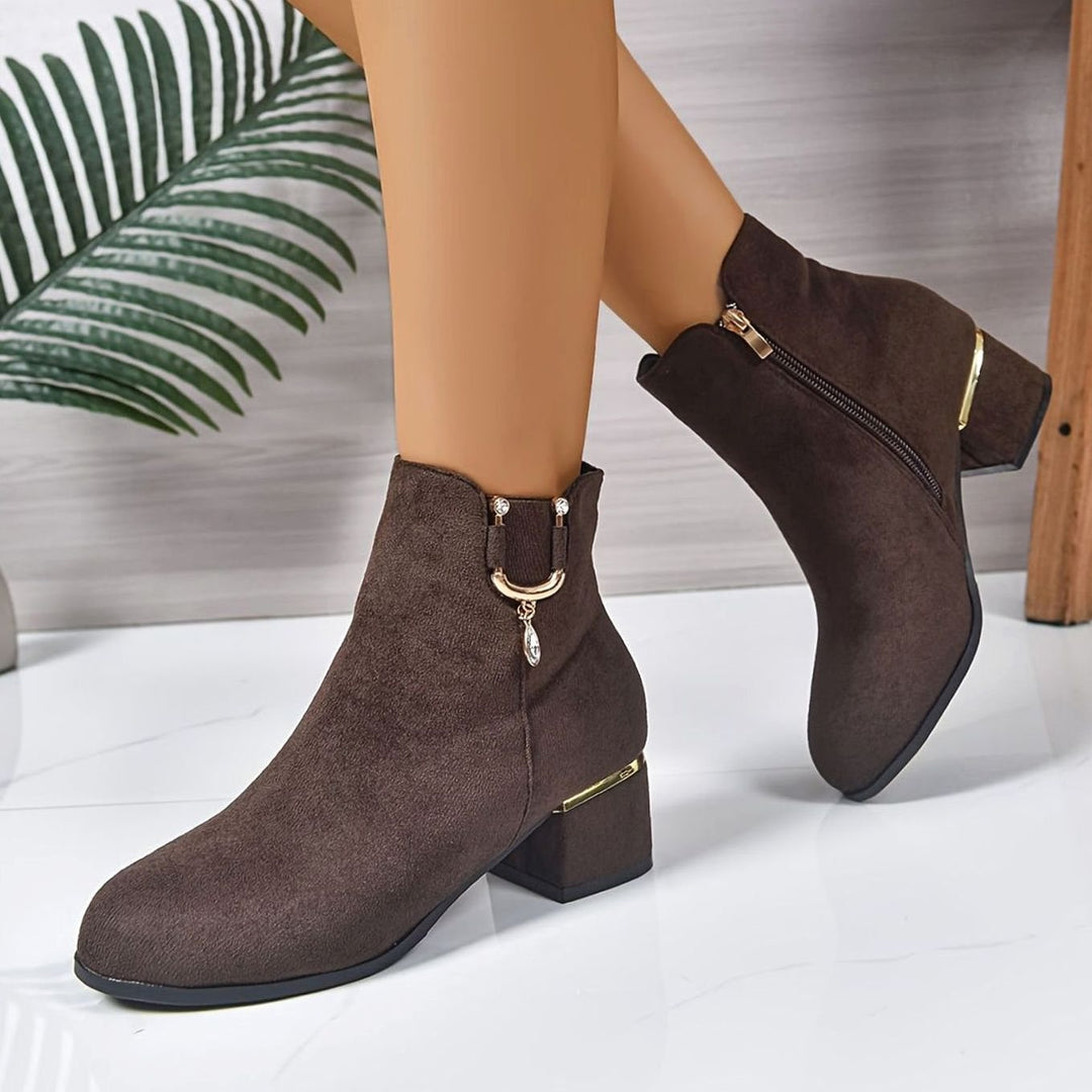 Women's Faux-Suede Block-Heel Side-Zip Ankle Boots