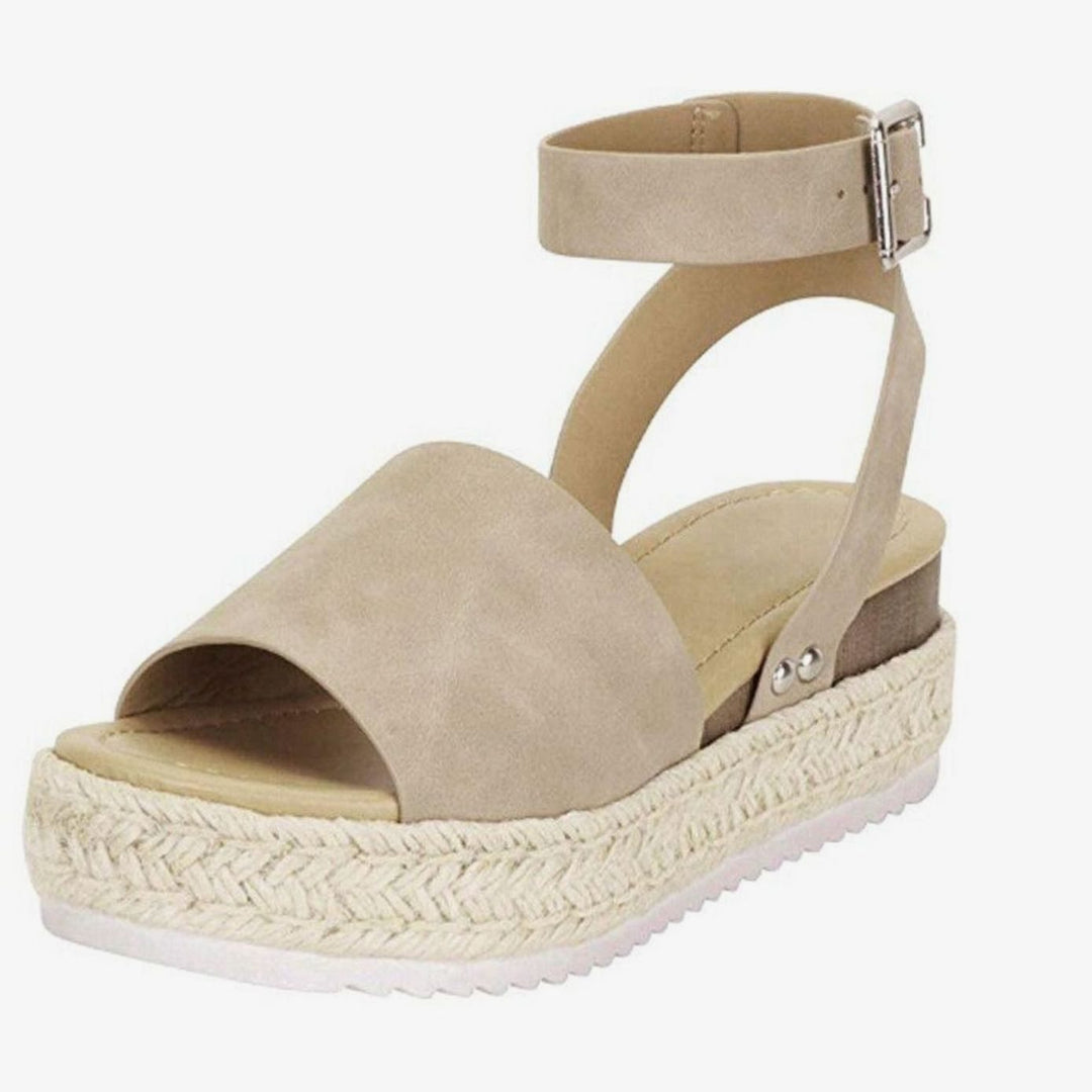 Women's Faux Suede Espadrille Platform Ankle Strap Sandals