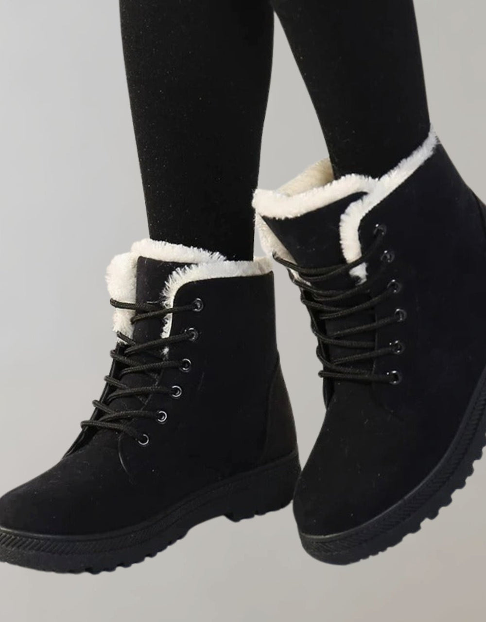 Women's Faux-Suede Fleece-Lined Lace-Up Ankle Boots